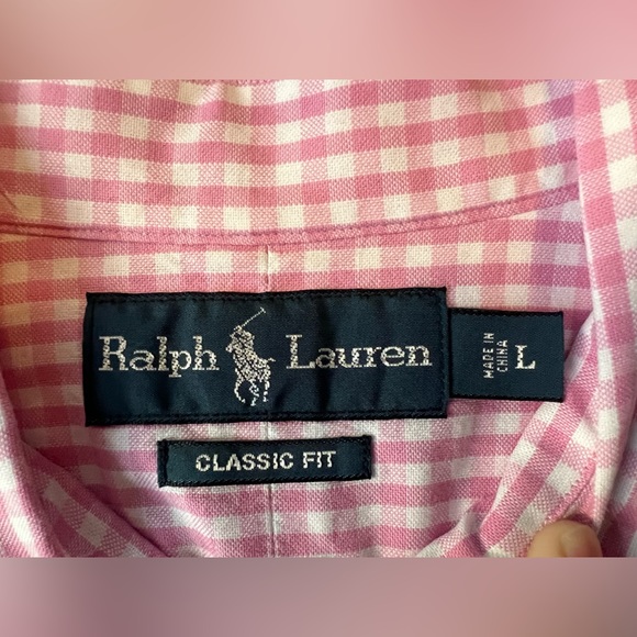 Ralph Lauren button down, pink checkered, Large, Classic fit - Picture 4 of 4